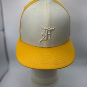 Fear‎ of God Essentials x New Era 5950 Hat Yellow Cream Fitted Cap Size 7 MLB